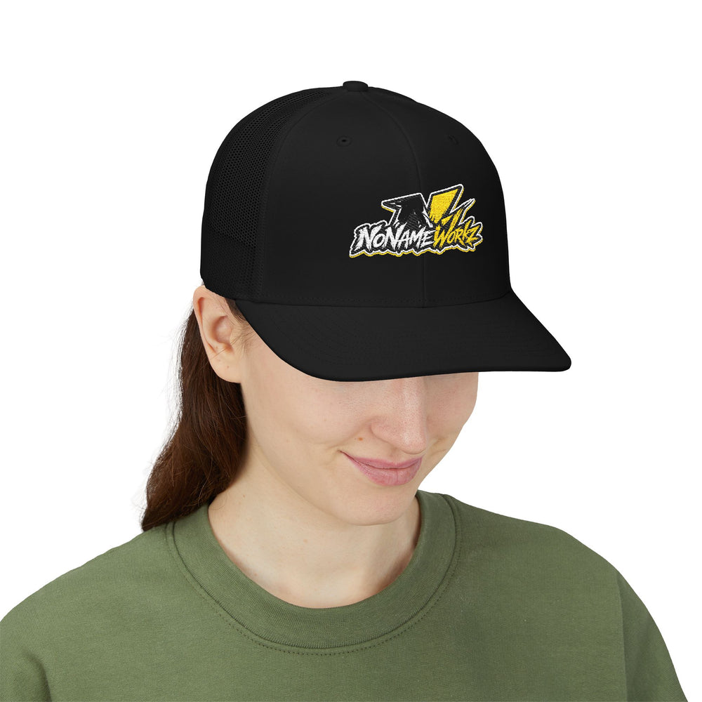 NoNameWorkz Embroidered Snapback Hat | Premium Motocross & Streetwear Cap (Black, Yellow Accent)
