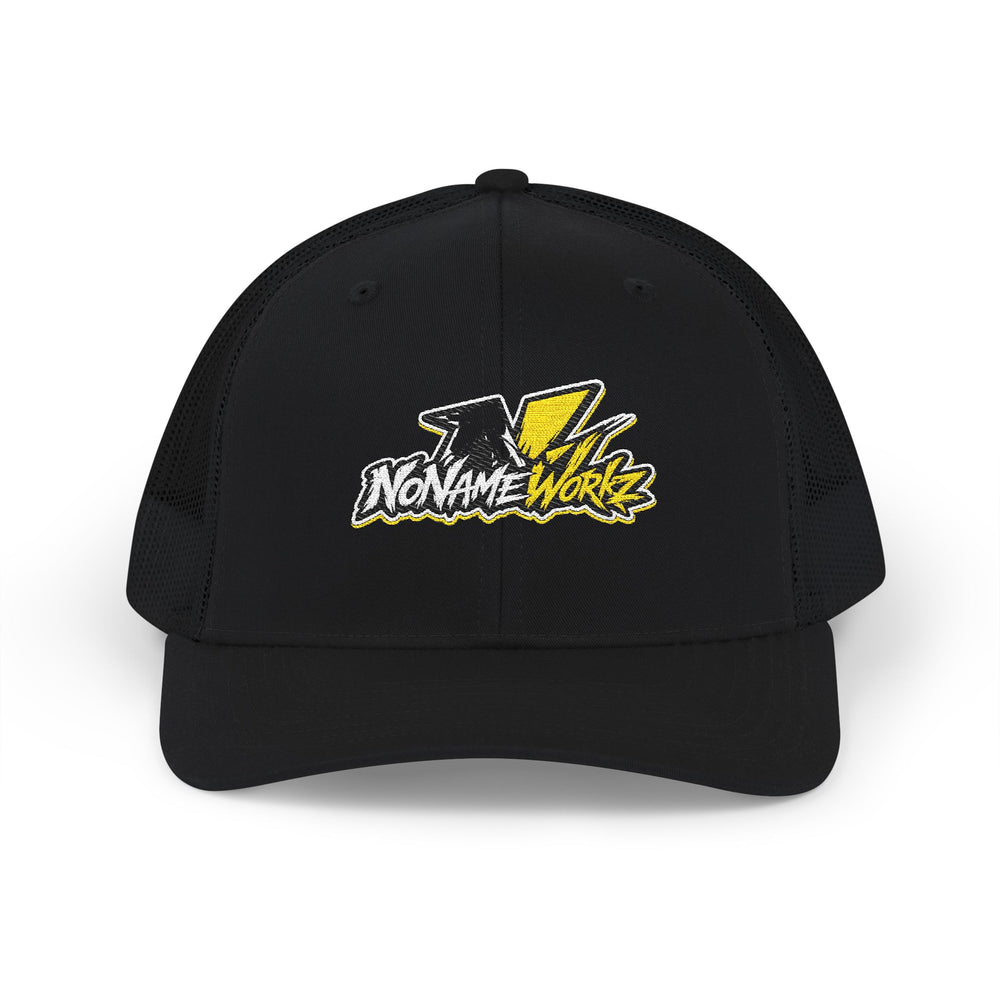 NoNameWorkz Embroidered Snapback Hat | Premium Motocross & Streetwear Cap (Black, Yellow Accent)
