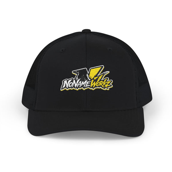 NoNameWorkz Embroidered Snapback Hat | Premium Motocross & Streetwear Cap (Black, Yellow Accent)