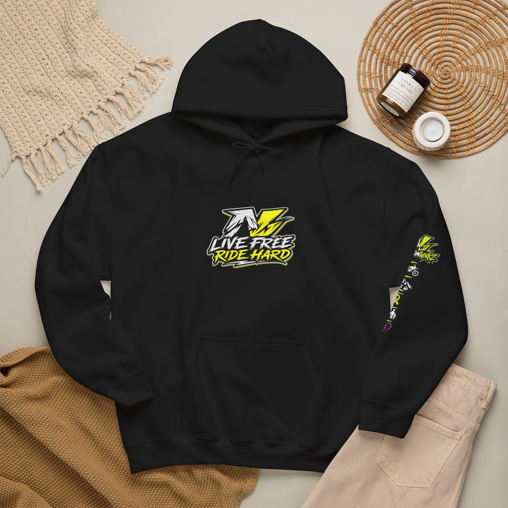 NoNameWorkz "Live Free. Ride Hard." Premium Graphic Hoodie | Mental Health & Motocross Streetwear