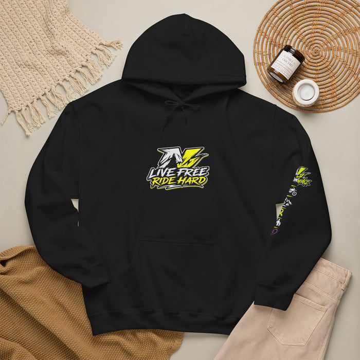 NoNameWorkz "Live Free. Ride Hard." Premium Graphic Hoodie | Mental Health & Motocross Streetwear